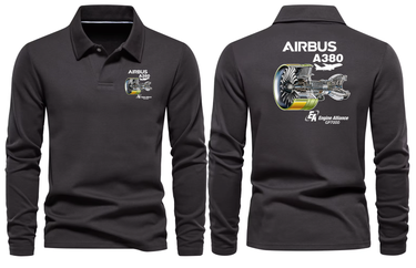 AIRBUS A380 ENGINE GP7000 LONG SLEEVE POLO